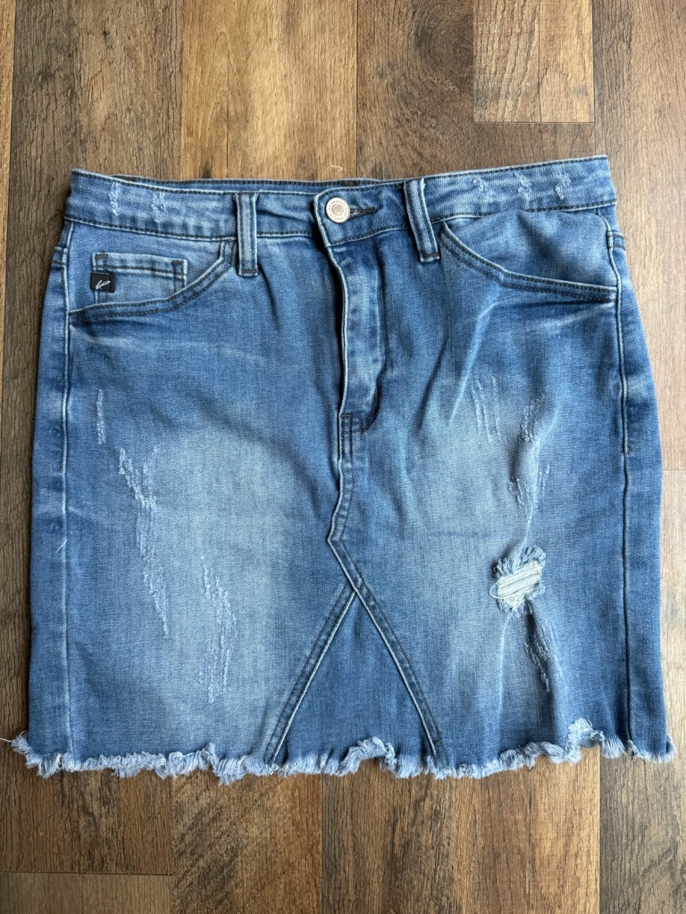 KanCan Distressed Denim Skirt - Casual Women's Skirt